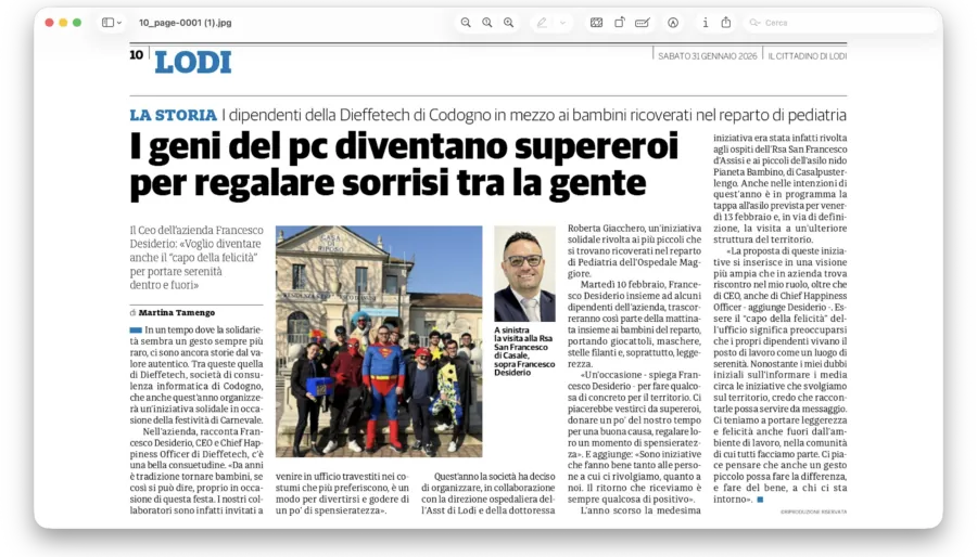 Quando la tecnologia incontra il cuore: Dieffetech porta il sorriso ai bambini in pediatria